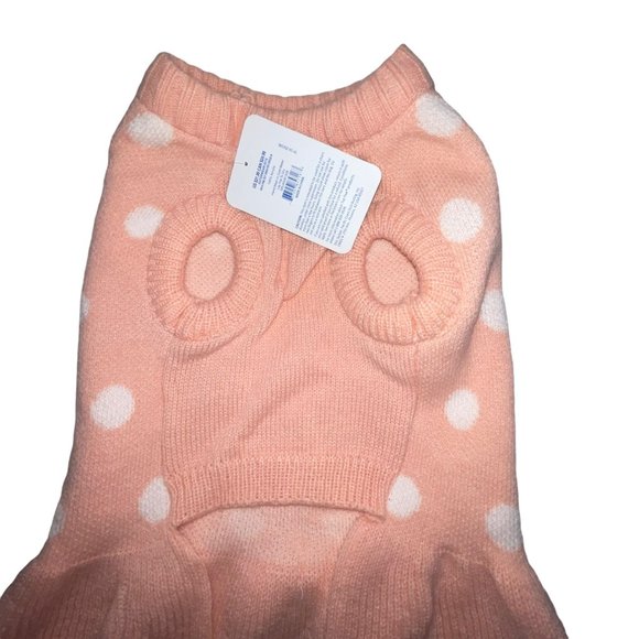 NWT Top Paw Pink Polka Dot Ruffled Skirt Bow Pullover Sweater Dress Dog L - Picture 5 of 6